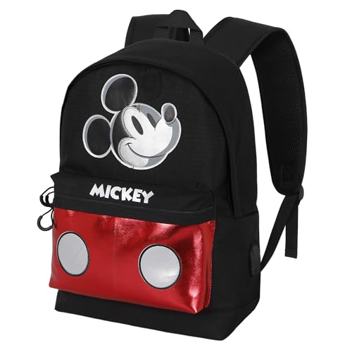 Disney Micky Maus Iconic-HS Silver Rucksack, Schwarz, 30 x 41 cm, Kapazität 22 L von Disney