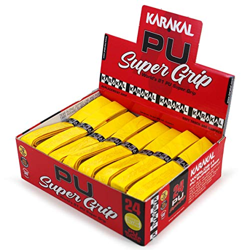 Karakal, Griffband / Griff-Tape, selbstklebend, für Badminton / Squash / Tennis / Hockey / Curling, Polyurethan, ausgezeichnete Griffigkeit L gelb von Karakal