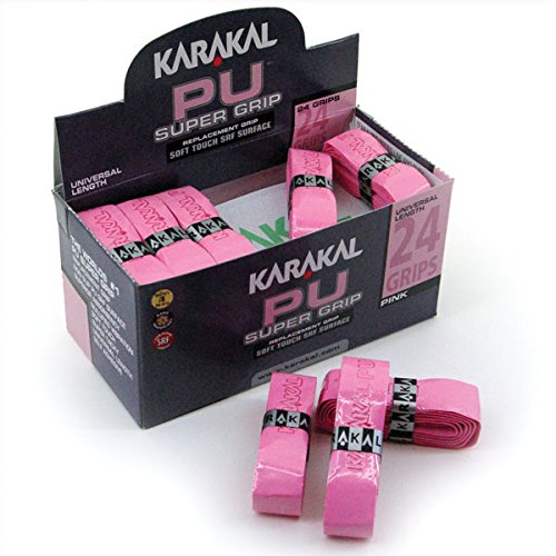 KARAKAL - PU Super Grip - selbstklebendes Griffband für Badminton, Squash, Tennis, Hockeyschläger oder Eisstock - Pink 24er von Karakal