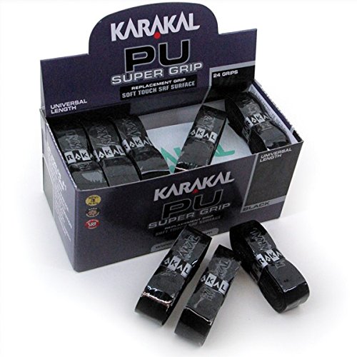 KARAKAL - PU Super Grip - selbstklebendes Griffband für Badminton, Squash, Tennis, Hockeyschläger oder Eisstock - Schwarz 5er von Karakal