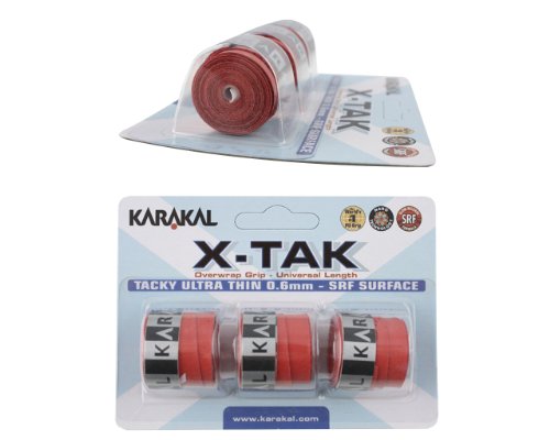 Karakal Griffband X-TAK für Tennis-, Badminton- und Squash-Schläger rot rot von Karakal