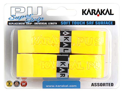 Karakal Super-PU-Ersatzgriffe – 2 Stück – Tennis – Squash – Badminton – Einzelhandelsverpackung (gelb) von Karakal
