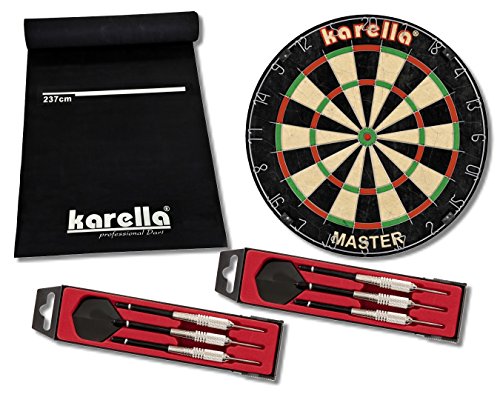 Karella Dart Starter-Set mit Dartboard, Dartmatte ECO-Star und 2 Dartpfeilsätzen ST-1 von Karella