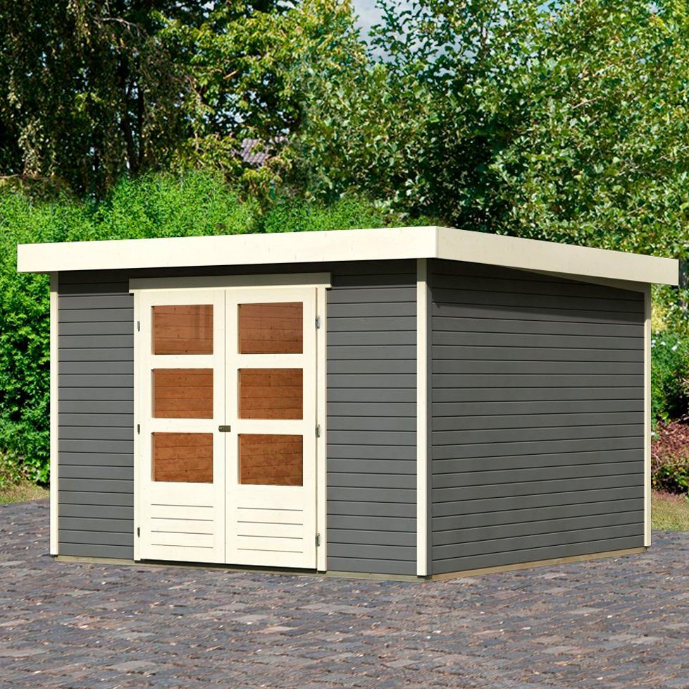 Karibu Gartenhaus Arnis 6, BxT: 334x331 cm, naturbelassen oder terragrau von Karibu