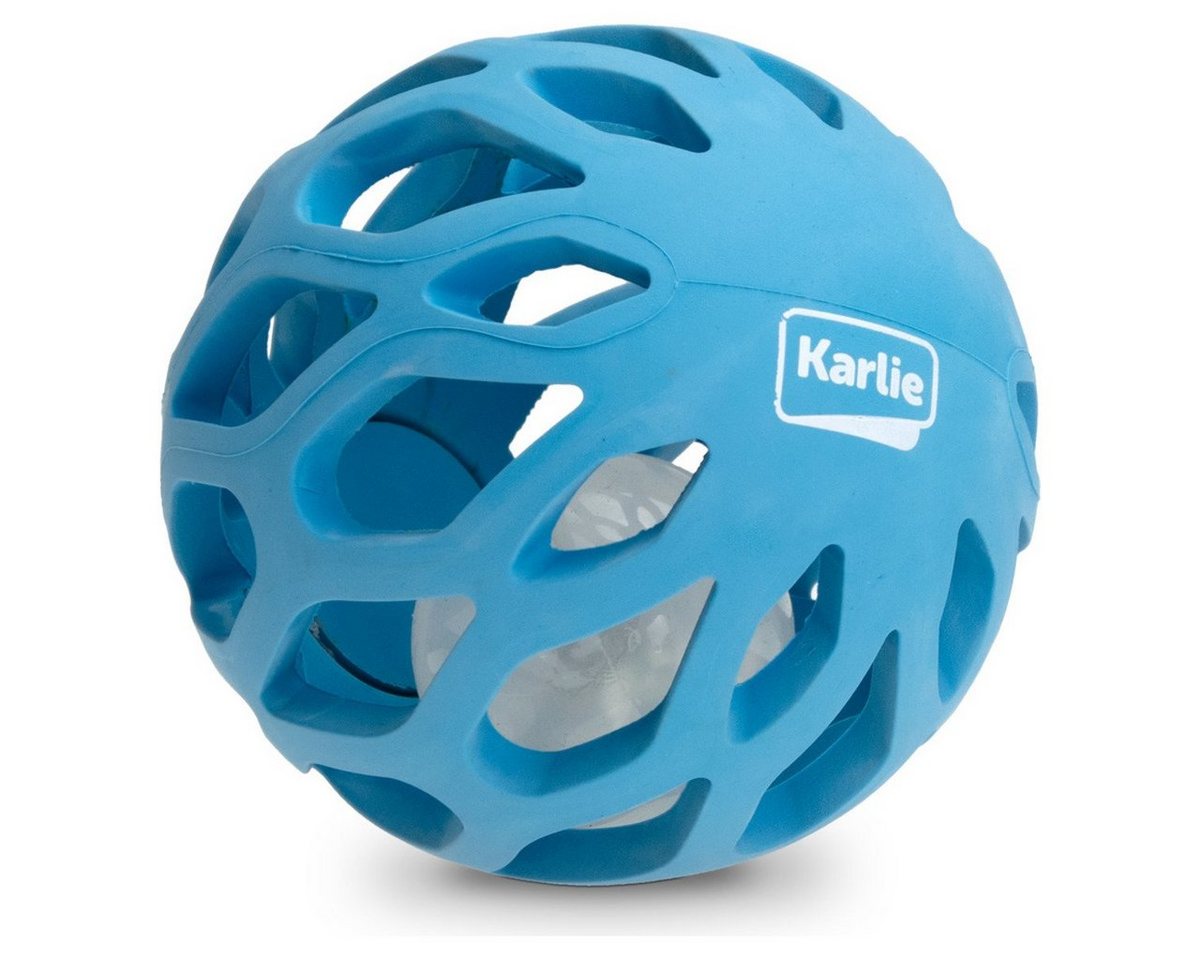 Karlie Spielknochen Gitterball mit TPR LED Leuchtkugel blau von Karlie