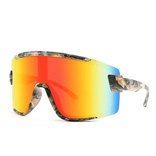Karsaer Big Shield UV400 Sonnenbrille Rave für Damen Herren Neon Sonnenblende Gläser Radfahren Fahrrad Ski Schnelle Brillen 80er Jahr von Karsaer