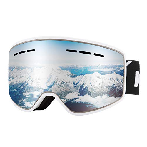 Karsaer Unisex Skibrille OTG，100% UV-Schutz Anti-Fog Snowboardbrille für Brillenträger， Helmkompatible Schneebrille，Snowboardbrille für Damen Herren K7013 von Karsaer