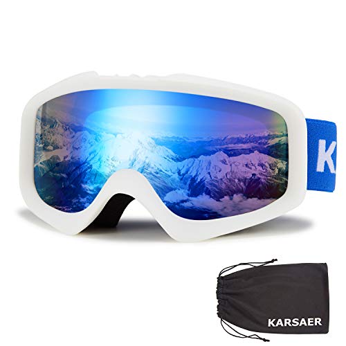 Karsaer Unisex Skibrille OTG，100% UV-Schutz Anti-Fog Snowboardbrille für Brillenträger， Helmkompatible Schneebrille，Snowboardbrille für Damen und Herren K7012 von Karsaer