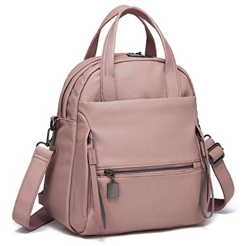 Kasgo Rucksack Damen, Wasserabweisend Kunstleder Casual Daypack Elegant Handtasche für Frauen Hochschule Mädchen Rosa von Kasgo