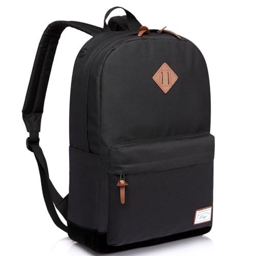 Kasgo Schulrucksack, Wasserabweisend 15.6 Zoll Laptop Rucksack Daypack Klassischen für Teenage Jungen Herren Damen Reise Schwarz von Kasgo