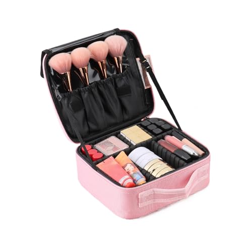 Kasituny Make-up-Aufbewahrungskoffer, Reise-Kosmetiktasche, vielseitige Tasche mit Abnehmbarer Trennplatte, wasserdicht, hochfester Griff, glatter Reißverschluss, Multi Rosa von Kasituny