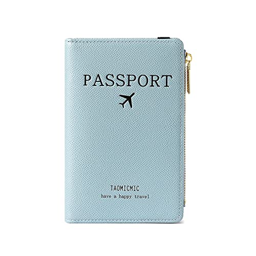 Katech Reisepasshülle, Premium PU Leather Reisepass Schutzhülle mit RFID Blockier, Schutzhülle Reisepass für Kreditkarten, Ausweis und Reisedokumente (Blau) von Katech