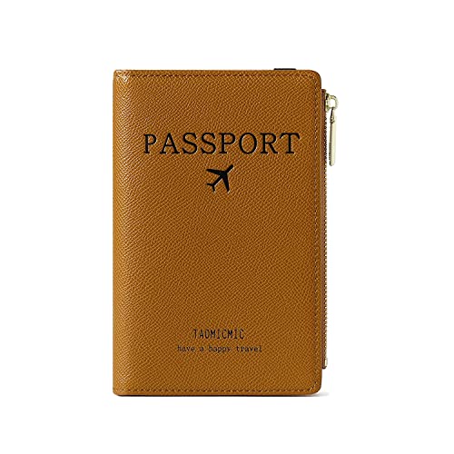Katech Reisepasshülle, Premium PU Leather Reisepass Schutzhülle mit RFID Blockier, Schutzhülle Reisepass für Kreditkarten, Ausweis und Reisedokumente (Braun) von Katech