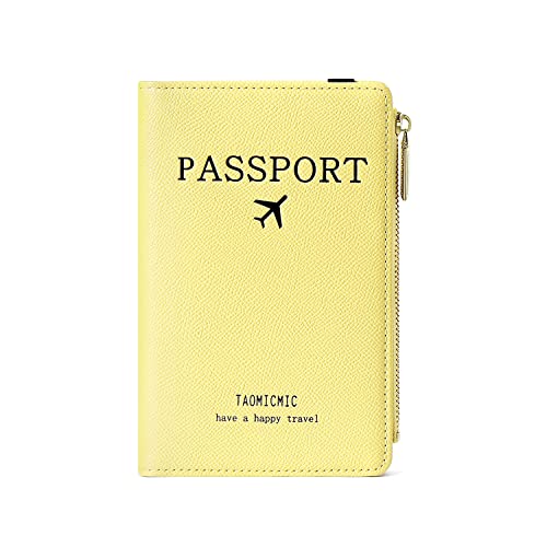 Katech Reisepasshülle, Premium PU Leather Reisepass Schutzhülle mit RFID Blockier, Schutzhülle Reisepass für Kreditkarten, Ausweis und Reisedokumente (Gelb) von Katech