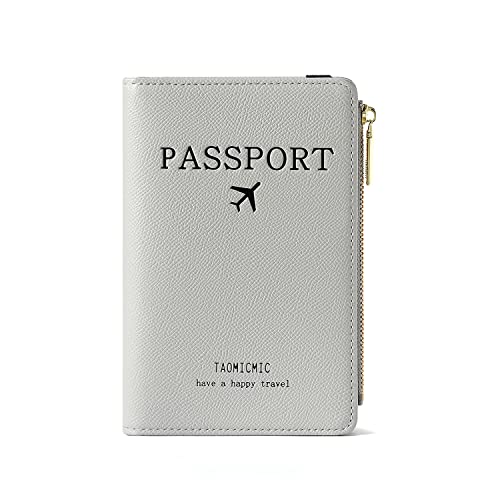 Katech Reisepasshülle, Premium PU Leather Reisepass Schutzhülle mit RFID Blockier, Schutzhülle Reisepass für Kreditkarten, Ausweis und Reisedokumente (Grau) von Katech