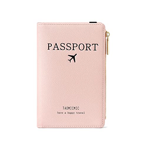 Katech Reisepasshülle, Premium PU Leather Reisepass Schutzhülle mit RFID Blockier, Schutzhülle Reisepass für Kreditkarten, Ausweis und Reisedokumente (Pink) von Katech