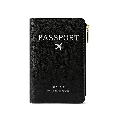 Katech Reisepasshülle, Premium PU Leather Reisepass Schutzhülle mit RFID Blockier, Schutzhülle Reisepass für Kreditkarten, Ausweis und Reisedokumente (Schwarz) von Katech