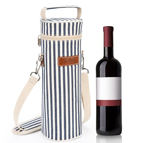 Kato Tirrinia Mini Kühltasche Flasche, Flaschenträger 1 Flaschen, Klein Flaschentasche Weintasche Kühltasche Strand Flaschen Tasche Getränketasche Biertasche für Celebrations Geschenke, 11x34cm(Blau) von Kato Tirrinia