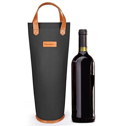 Kato Tirrinia Single Wein Geschenk Tote Bag, isolierte thermische gepolsterte Weinflasche tragen Kühler Carrier für Reisen, Picknick, großes Geschenk für Weinliebhaber, schwarz von Kato Tirrinia