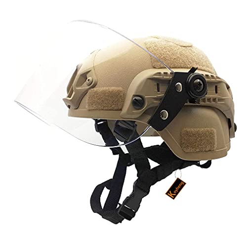 Airsoft Mich 2000 ACH Taktischer Helm mit klarem Visier NVG Halterung und Seitenschiene von Koyheng