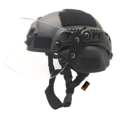Airsoft Mich 2000 ACH Taktischer Helm mit klarem Visier NVG Halterung und Seitenschiene von Koyheng