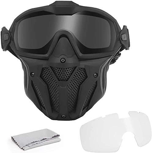 Airsoft Paintball Tactical Mask Abnehmbare Schutzbrille mit Anti-Fog-Lüftersystem Vollgesichtsschutz atmungsaktiv für Radfahren and CS War-Game Combat von Kayheng