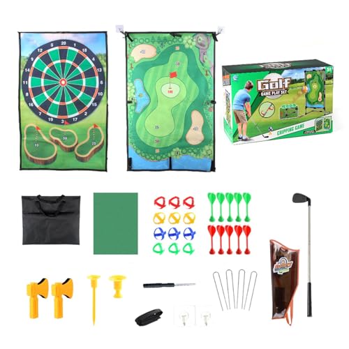 Golf-Chipping-Spielmatten-Set,Golf-Chipping-Spielmatten | Doppelseitige Übungsmatte Golf-Chipping-Spiel,Dart Board Matte Stick Chip Spiel für Home Backyard Garage Spiel von Kazuko