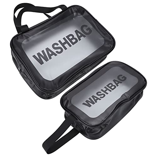 2 Stück Transparente Tasche Mit Reißverschluss, Schwarz, 2 Verschiedene Größen, Transparente Make-up-Tasche Für Reisen, Multifunktionale Aufbewahrungsbox von Kcabrtet