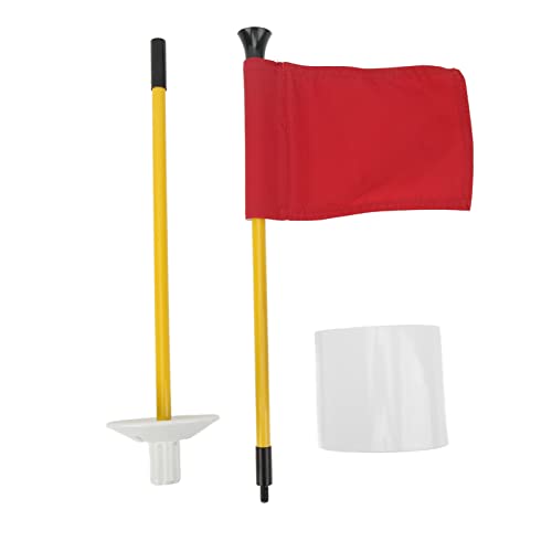 Kcabrtet Golf Pin Flag Hole Cup Set Für Mini Putting Green Flagstick Yard Übungszubehör, Tragbar, 2 Abschnitte, Abnehmbar(Rot) von Kcabrtet
