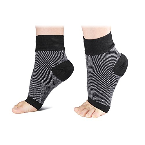 Kcabrtet Plantarfasziitis-Socke Für Männer Und Frauen, Kompressions-Fußärmel Mit Fußgewölbe- Und Knöchelunterstützung(L-Schwarz-weiße Streifen) von Kcabrtet