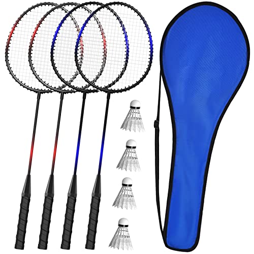 KH Federball Set Badminton Schläger Set 2-4 Spieler für Erwachsene Kinder, leicht und stabil, Schläger, Federbälle und Tragetasche im Lieferumfang von Keehoo