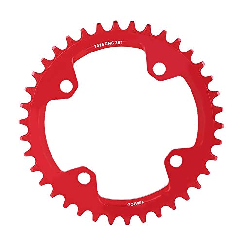 Keenso Fahrradkettenring, Kettenblatt, Fahrrad-Reparaturteile aus Aluminiumlegierung, Mountainbike, 32/34/36/38T BCD 104 (38T-Rot) von Keenso