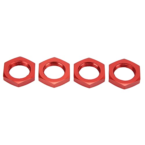 Keenso 17-mm-Rad-Sechskant-Nabenmutter, 4 Stück Aluminiumlegierungs-Rad-Sechskant-Nabenmutter für 1/8 RC-Modellauto, Verbessertes Zubehör (Rot) von Keenso