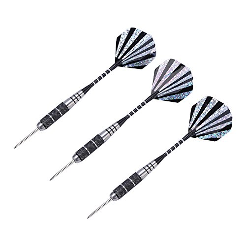 Keenso Darts-Set mit Stahlspitze, 3 Farben, 3 Stück, 155 Mm, Stahlspitze, Zielwurf-Darts-Set mit Laserdruck-Flights für Kontroll-Dartspieler (L2) von Keenso