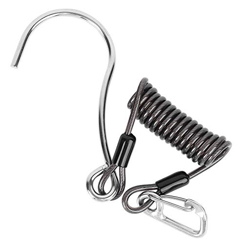 Keenso Drift Tauchhaken, Feder Anti-Lost Edelstahl Coral Rock Drift Tauchhaken mit Spiral Coil Lanyard(Schwarz,) Tauchen von Keenso