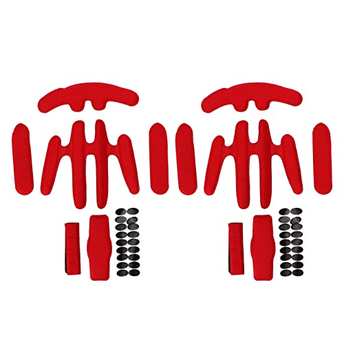 Keenso Fahrradhelm-Futter, 2 Sets Helmpolster-Set, Heißpressschwamm mit Klettverschluss, Fahrradhelm-Futter für E-Bike-Fahren (Rot) von Keenso
