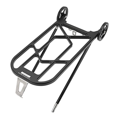 Keenso Folding Bike Rear Carrier, hohe Festigkeit Aluminiumlegierung Folding Bike Gepäckträger mit Rädern für Brompton (schwarz) von Keenso
