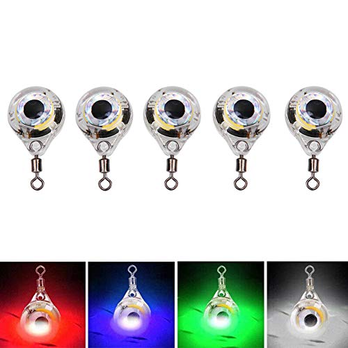 Keenso Fishing Lures Kit Lure Fishing Lamp LED Lure Light, 5 Pcs LED Underwater Fishing Light Eye Night Lamp Lure Attractor Lure Bait Tool Lure Lamp for Saltwater Freshwater Lures, von Keenso