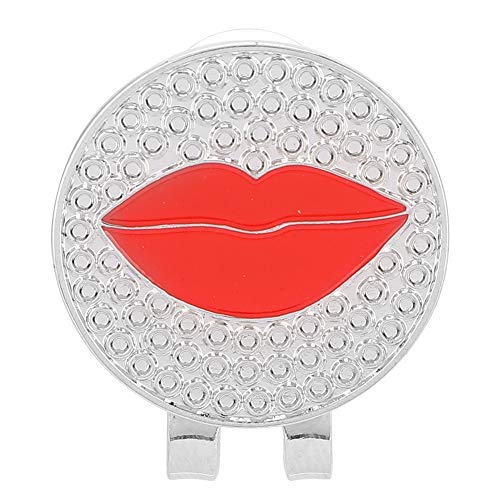 Keenso Golf Hut Clip, Golf Edelstahl Hut Clip mit abnehmbaren Magnet Ball Marker Golf Zubehör (rote Lippen) Golf von Keenso