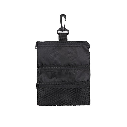 Keenso Golfballtasche, Oxford Portable Multi-Pocket-Golfbag-Zubehör, Schwarze Reißverschluss-Handtasche zum Aufbewahren von Golfball und Zubehör von Keenso