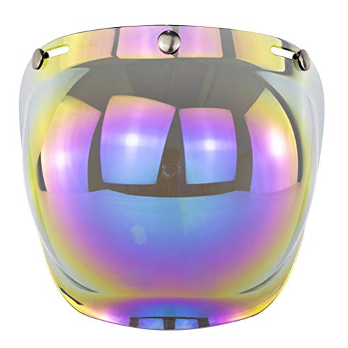 Keenso Helm Blasen-Schutzschild, Jethelm Visier Motorradhelm Bubble Visier Bubble Shield Motorradhelme Zubehör (Regenbogen) von Keenso