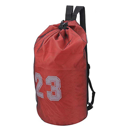 Keenso Sport Drawstring Bag, Sport Oxford Stoff Drawstring Bag Fitness Trainingsrucksack für Basketball Fußball(28 * 22 * 3cm-rot) Basketball Basketball-Ausrüstung von Keenso