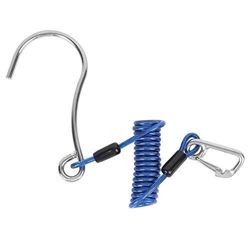 Keenso Tauchen Spiralkabel, Tauchen Edelstahl Spiralkabel mit Edelstahl Karabinerhaken Tauchen Spiralkabel Lanyard Unterwasser Tauchwerkzeug mit Clips Schnellverschluss (Blau) Tauchen von Keenso