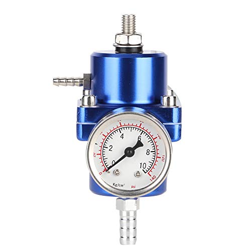 Keenso Universeller Einstellbarer Kraftstoffdruckregler FPR-Kit mit Messschlauch 0-140psi - Aluminiumlegierung(Blau) von Keenso