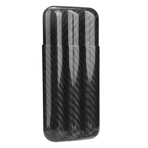 Keenso Zigarre Inhaber Fall Carbon Fiber Cigar Case Humidors 3 Tubes Zigarre Inhaber Aufbewahrungsbox Reisetasche Auto-Tuning von Keenso