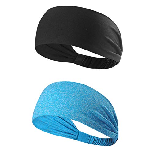 Lauf-Stirnband, Schweißband, Sport-Stirnband für Laufen, Radfahren, Basketball, Yoga (Schwarz, Blau, E) von Keenso