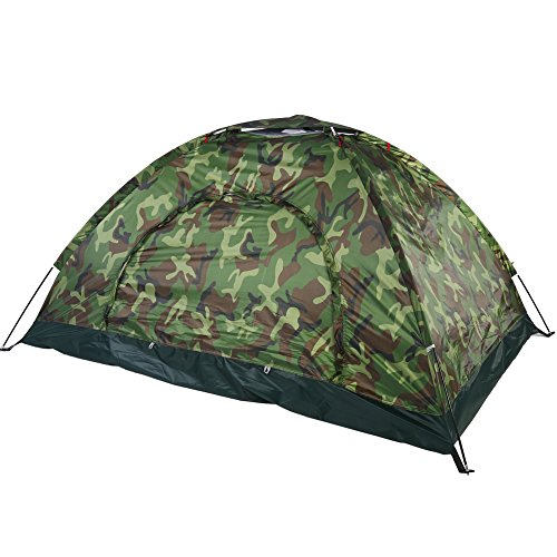 Outdoor Zelt, 2 Personen 40 UV-Schutz Zelt Wasserdicht Camouflage Tragbares Zelt für Camping Wandern und Ersatzteile von Keenso