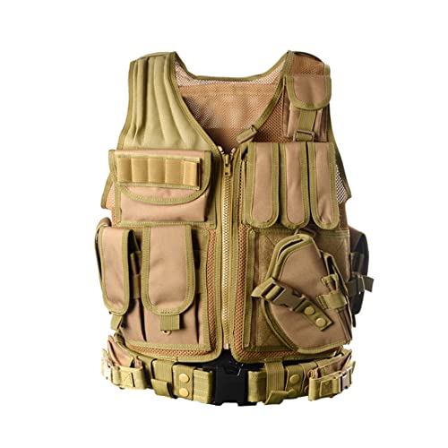 KeepDo Taktischer Plattenträger Weste, Militär Einstellbare Schutzweste Taktische Einsatzweste Military Molle Weste, Militärische Trainingsweste Airsoft Weste Verstellbar für Camping Wandern von KeepDo