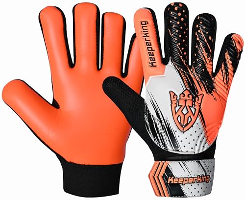 Keeperking Torwarthandschuhe Kinder Clawxen, Jungen und Mädchen, Junior Fußballhandschuhe Fußball Spielerhandschuhe für Jungen tormannhandschuhe (6,C3-Orange) von Keeperking