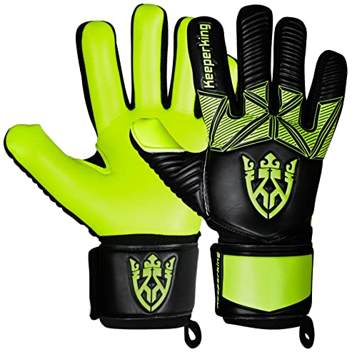 Keeperking Torwarthandschuhe Kinder Jugend Erwachsene Fußballhandschuhe ohne fingersave 4mm Vorhand (6, B-Gelb) von Keeperking